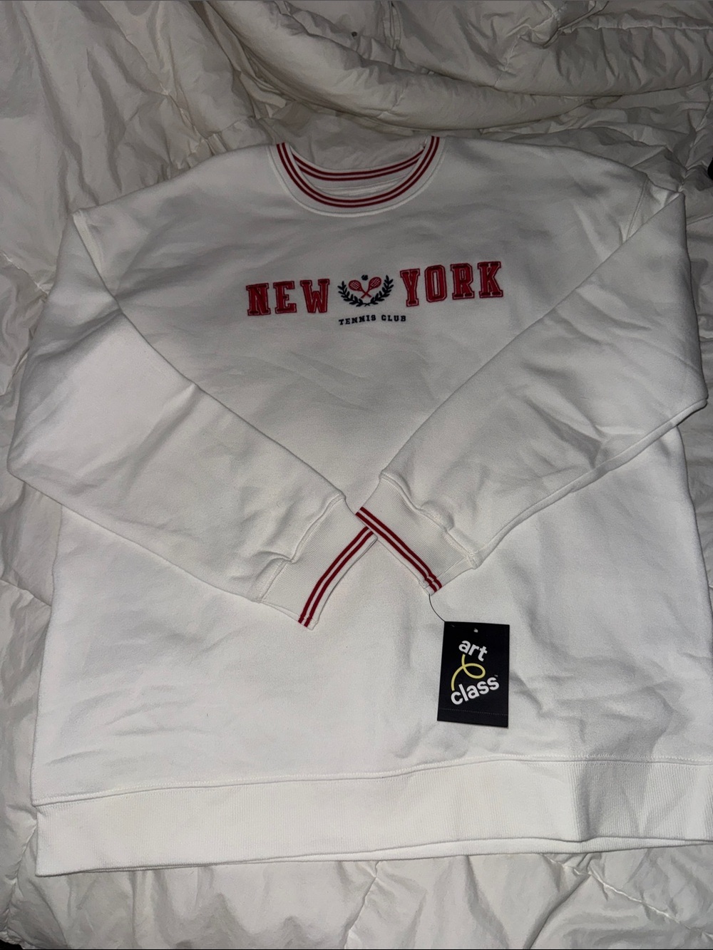art class White Sweatshirt with Red